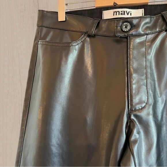 90s vintage Mavi faux leather low rise boot cut pants - Picture 3 of 11